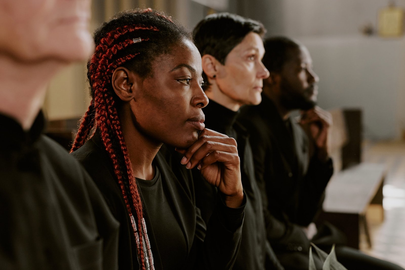 Profile of Sorrowful African American Woman